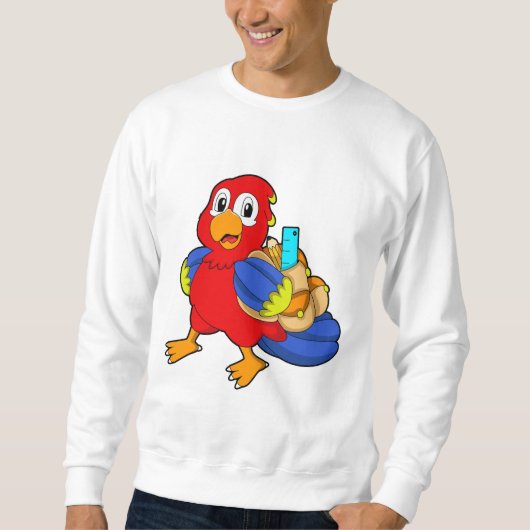 Parrot als student met rugzak trui (Voorkant)