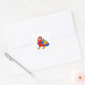 Parrot als student met rugzak vierkante sticker (Envelop)