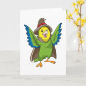 Parrot als Tovenaar met Pet Kaart (Gele Bloem)