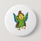 Parrot als Tovenaar met Pet Ronde Button 7,6 Cm (Voorkant)