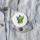 Parrot als Tovenaar met Pet Ronde Button 7,6 Cm (In situ)