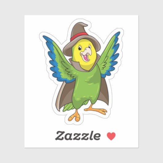 Parrot als Tovenaar met Pet Sticker (Vel)