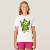 Parrot als Tovenaar met Pet T-shirt (Voorkant volledig)