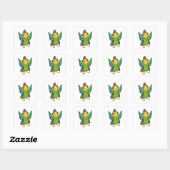 Parrot als Tovenaar met Pet Vierkante Sticker (Vel)