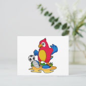 Parrot als voetbalspeler met Voetbal Briefkaart (Staand voorkant)