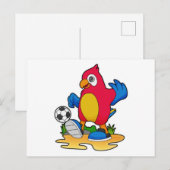 Parrot als voetbalspeler met Voetbal Briefkaart (Voorkant / Achterkant)