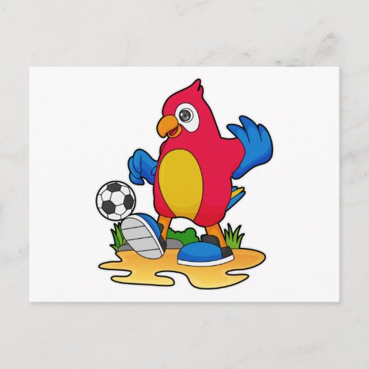 Parrot als voetbalspeler met Voetbal Briefkaart (Voorkant)