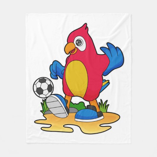 Parrot als voetbalspeler met Voetbal Fleece Deken (Voorkant)