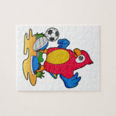 Parrot als voetbalspeler met Voetbal Legpuzzel (Horizontaal)