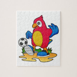 Parrot als voetbalspeler met Voetbal Legpuzzel