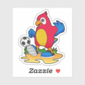 Parrot als voetbalspeler met Voetbal Sticker (Vel)