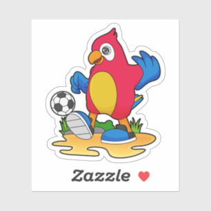 Parrot als voetbalspeler met Voetbal Sticker