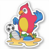 Parrot als voetbalspeler met Voetbal Sticker (Voorkant)