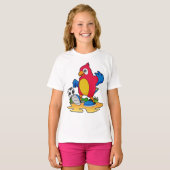 Parrot als voetbalspeler met Voetbal T-shirt (Voorkant volledig)