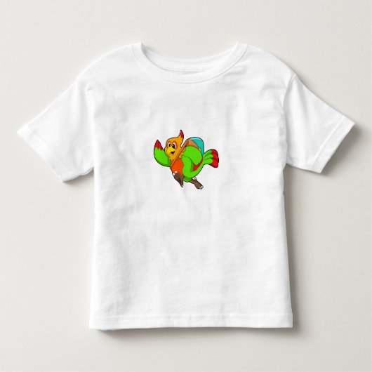 Parrot als wandelaar met rugzak kinder shirts (Voorkant)