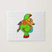 Parrot als wandelaar met rugzak legpuzzel (Horizontaal)