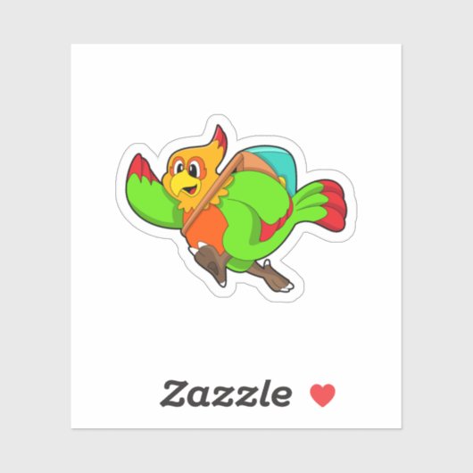 Parrot als wandelaar met rugzak sticker (Vel)