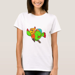 Parrot als wandelaar met rugzak t-shirt