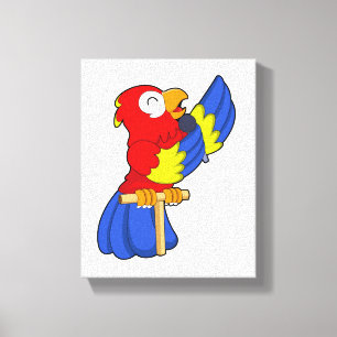 Parrot als zanger met microfoon canvas afdruk
