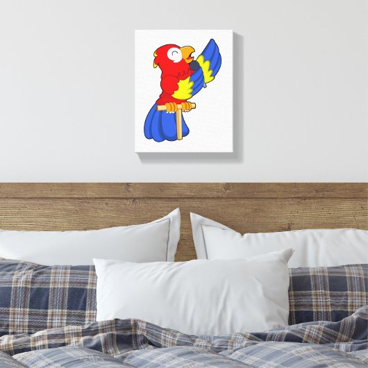Parrot als zanger met microfoon canvas afdruk (Insitu (Slaapkamer))