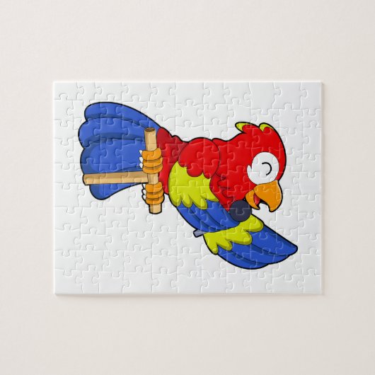 Parrot als zanger met microfoon legpuzzel (Horizontaal)