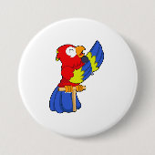 Parrot als zanger met microfoon ronde button 7,6 cm (Voorkant)