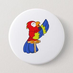 Parrot als zanger met microfoon ronde button 7,6 cm
