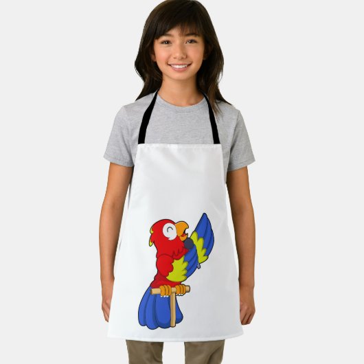 Parrot als zanger met microfoon schort (Insitu)