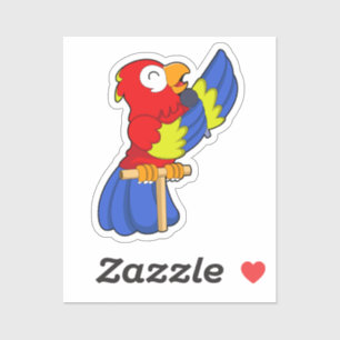 Parrot als zanger met microfoon sticker