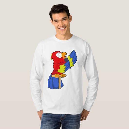 Parrot als zanger met microfoon t-shirt (Voorkant volledig)