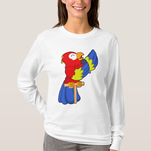 Parrot als zanger met microfoon t-shirt (Voorkant)