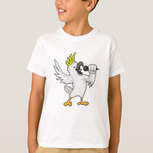 Parrot als zanger met microfoon t-shirt (Voorkant)