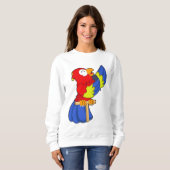 Parrot als zanger met microfoon trui (Voorkant volledig)