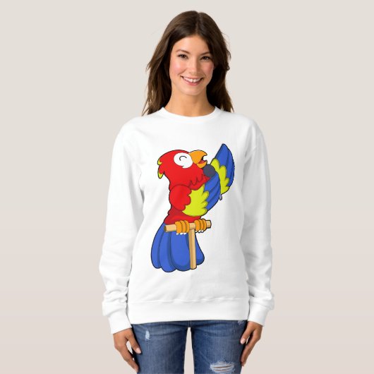 Parrot als zanger met microfoon trui (Voorkant volledig)