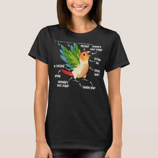 Parrot Anatomie I Green Cheek Pineapple Conure T-shirt (Voorkant)