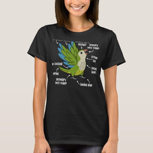 Parrot Anatomie I Green Monk Paraket Quaker T-shirt (Voorkant)