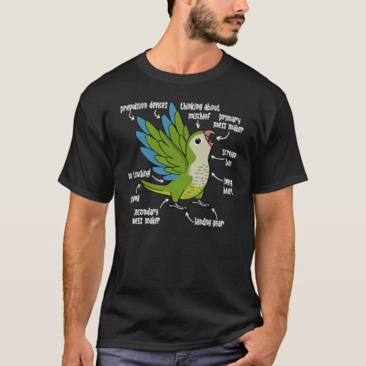 Parrot Anatomie I Green Monk Paraket Quaker T-shirt (Voorkant)