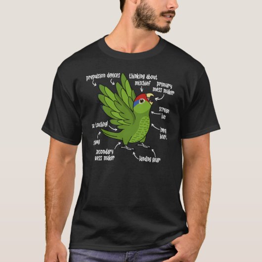 Parrot Anatomie I Mexicaans Rood met Amazon T-shirt (Voorkant)