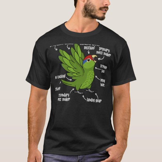 Parrot Anatomie I Mexicaans Rood met Amazon T-shirt (Voorkant)