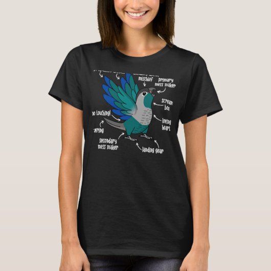 Parrot Anatomie I Turquoise Green Cheek Conure T-shirt (Voorkant)
