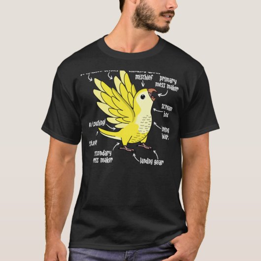 Parrot Anatomie I Yellow Lutino Monk Paraket Quake T-shirt (Voorkant)