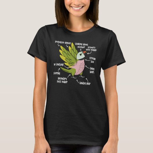 Parrot Anatomy I Mustache Parakeet T-shirt (Voorkant)