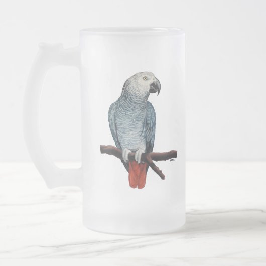 Parrot Art Beer Glass African Grey Mokken aanpasse (Links)