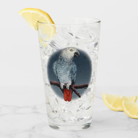 Parrot Art Glass African Grey Glass Personaliseren Glas (Voorkant ijs)