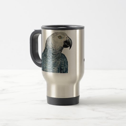 Parrot Art Travel Mug African Grey Travel Mugs Reisbeker (Voorkant links)