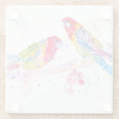 Parrot art Waterverf Painting Aqua Blauwgroen Glazen Onderzetter (Achterkant)