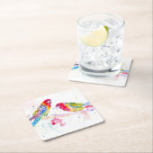 Parrot art Waterverf Painting Aqua Blauwgroen Kartonnen Onderzetters (Insitu)