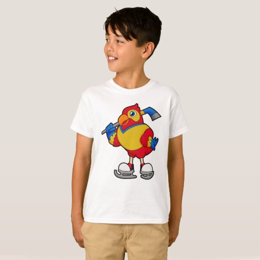 Parrot at Ice hockey with Ice hockey T-shirt (Voorkant volledig)