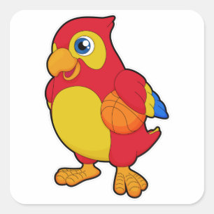 Parrot Basketball Sports Vierkante Sticker