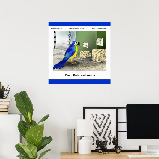 Parrot Bathroom Fixtures Fine Art Funny Posters (Thuiskantoor)